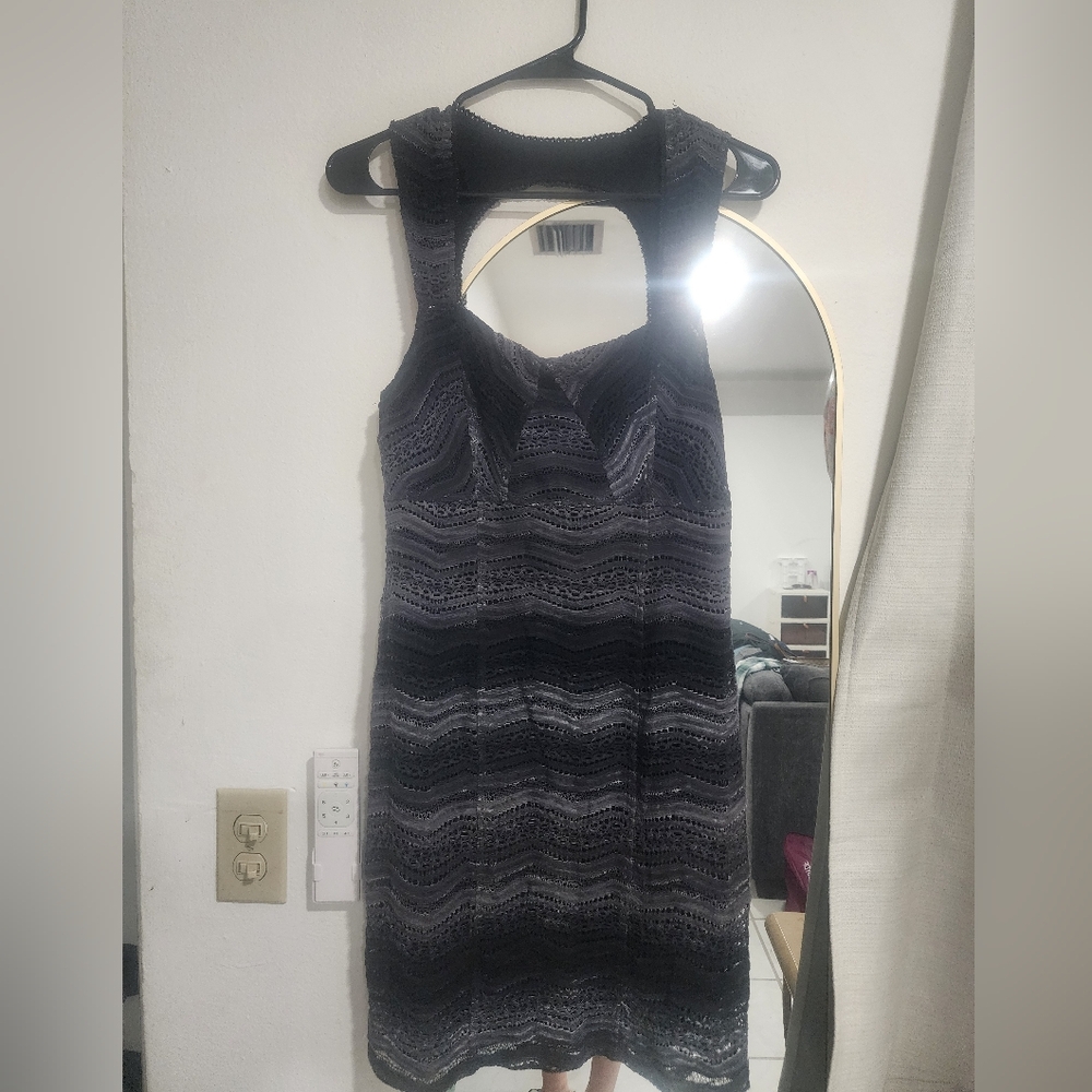 Free People Black and Gray Mini Dress